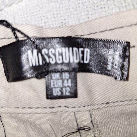 NWT Sz 12 Missguided beige denim skirt, contrast stitch - Picture 10 of 12